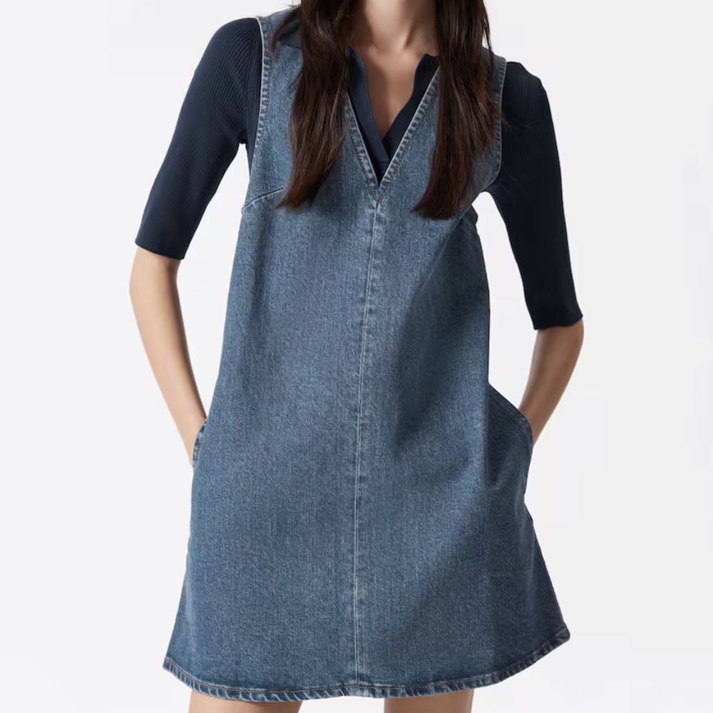 &Other Stories V-Neck Denim Mini Dress